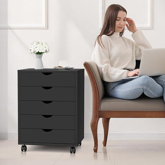 5-Drawer Chest, Office Storage Dresser File Cabinet by SimpleDeluxe