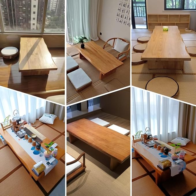 200cm Japanese Floor Table -Vintage Solid Wooden Tatami Table, Low Rectangular - Image 3