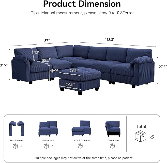 114'' V-Shaped Sectional Cloud Couch - Image 2