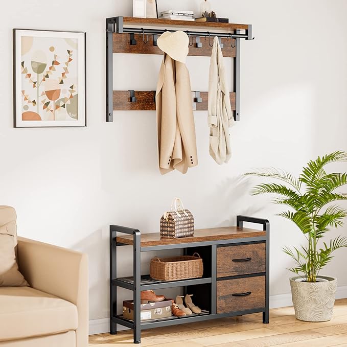 Lulive Hall Tree, 31.5” Entryway Bench - Image 9
