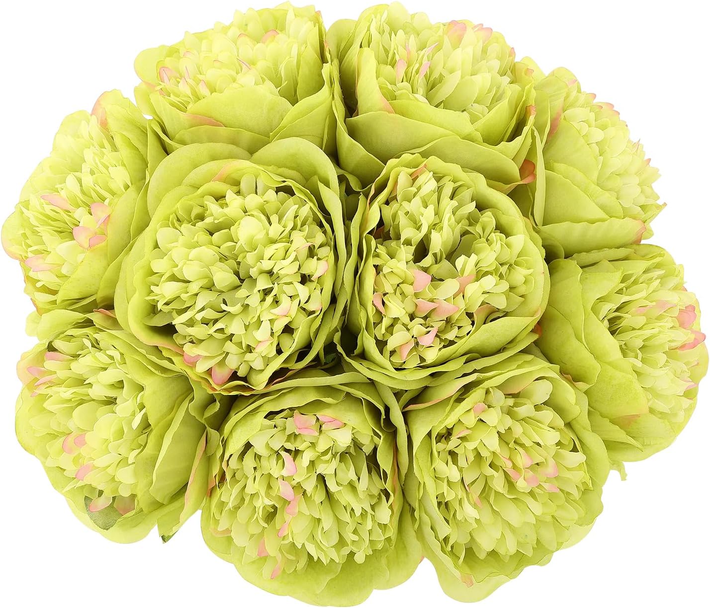 U'Artlines 10 Heads Artificial Peony Silk Flower Leaf Home Office Wedding Party Festival Bar Decor (Green)