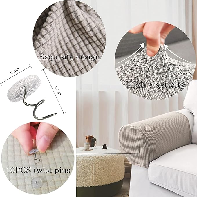 Sofa Arm Chair Covers, Couch Armrest Armchair Covers, Stretch Anti-Slip - Image 5