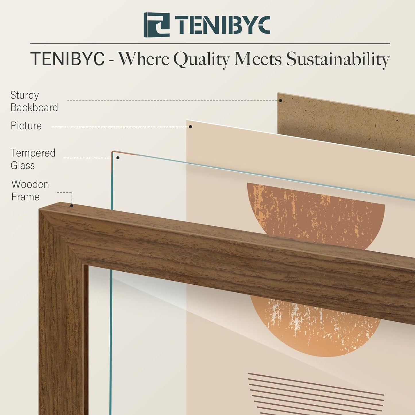 8x10 Picture Frame Set - 3 Pack, Brown Woodgrain, Wood Photo Frame, HD Tempered Glass, Gallery Photo Frame, Table or Wall Display