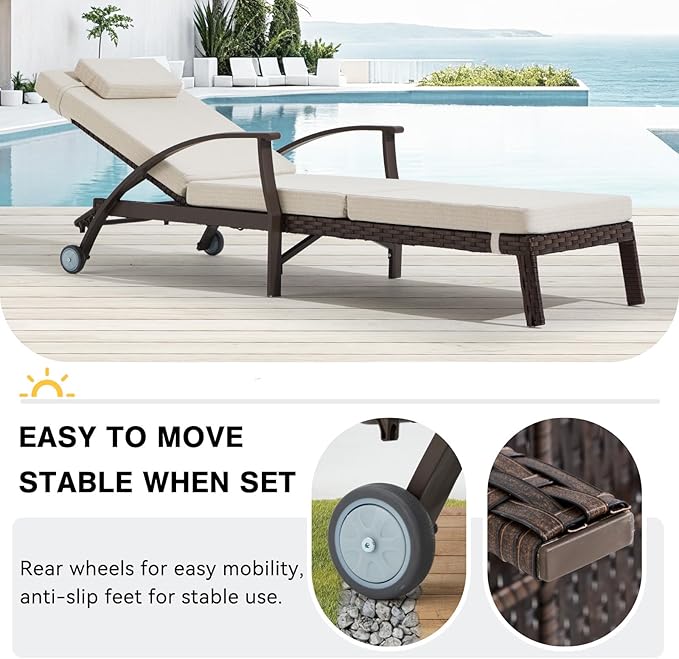 Outdoor Chaise Lounge Chairs Set of 2 - Image 5