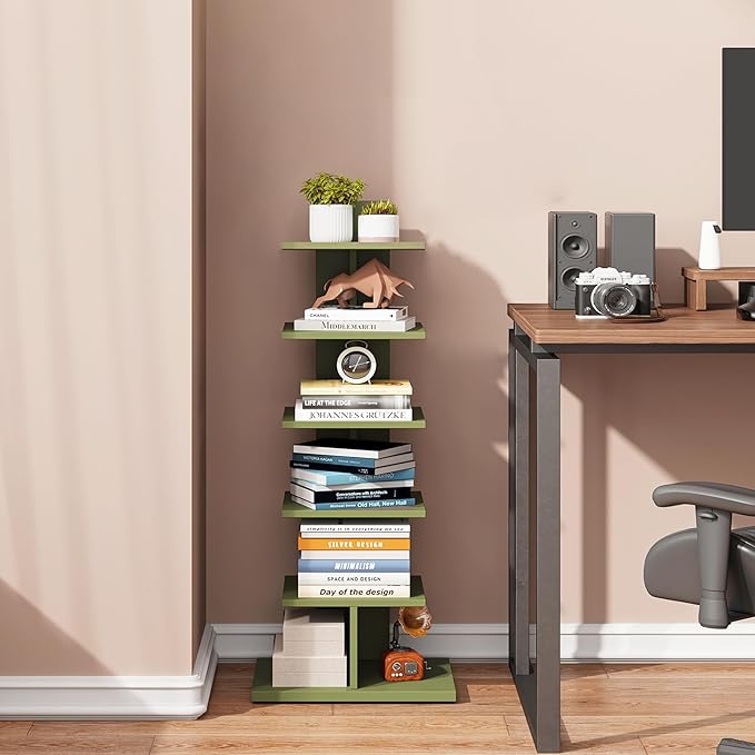 TUTOTAK Bookshelf, 6-Tier Bookcase, Narrow Spine Book Shelf - Image 7