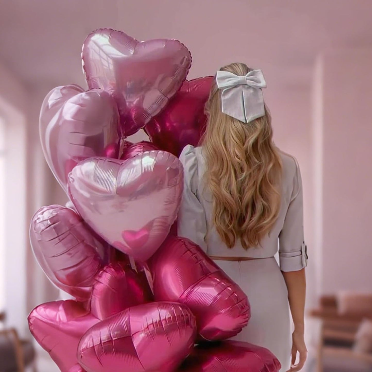 Pink Heart Balloons, 18 Inch Light Pink Heart Shape Balloons, 12PCS Rose Red and Hot Pink Helium Foil Heart Balloon for Girls Birthday Baby Shower Engagement Wedding Valentine Party Decorations