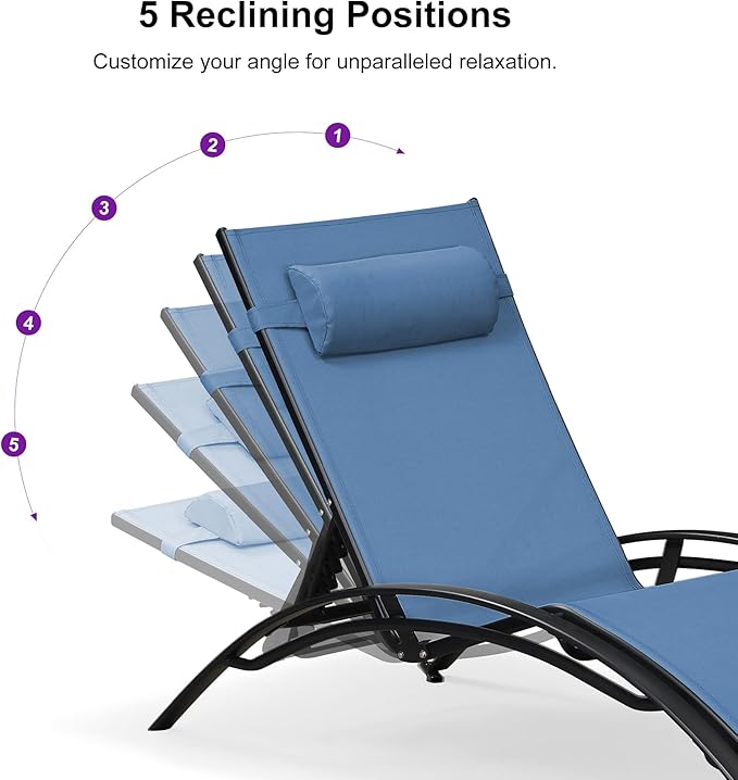 PURPLE LEAF Patio Oversized Chaise Lounge Chair Set - Image 6