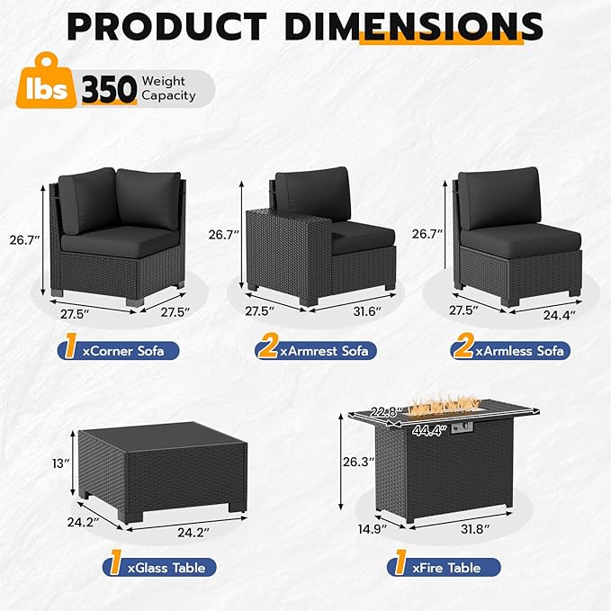 Patio Furniture Set, Wide Armrest Outdoor Furniture Set - Image 3