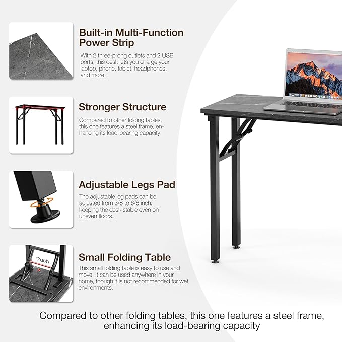 TEMI Small Computer Desk Folding Table - Image 8