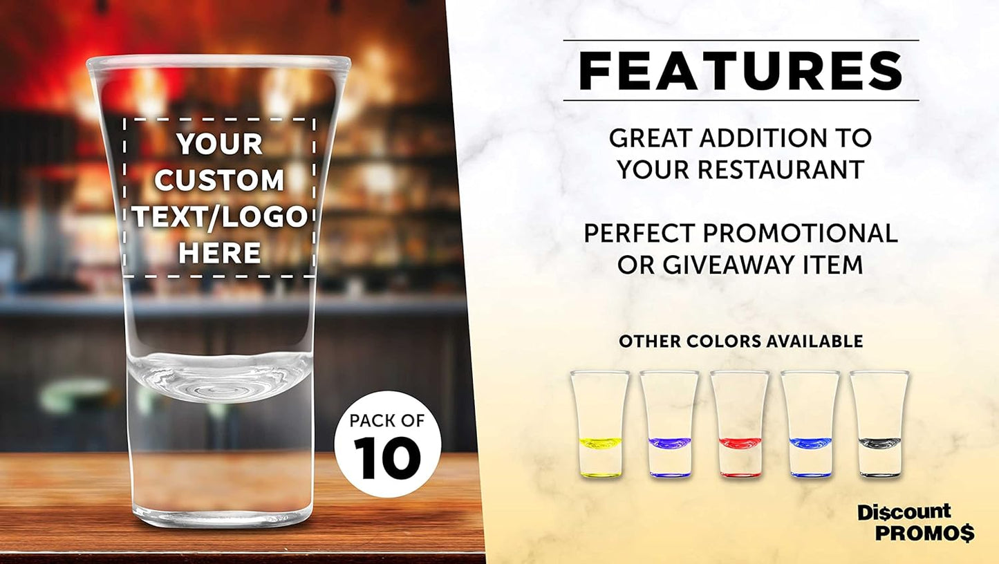 Custom 2 oz. Lord Shooter Etched Shot Glasses, 10 pack, Personalized Text, Logo, 21st Birthday Party, Lounge Glassware, Clear