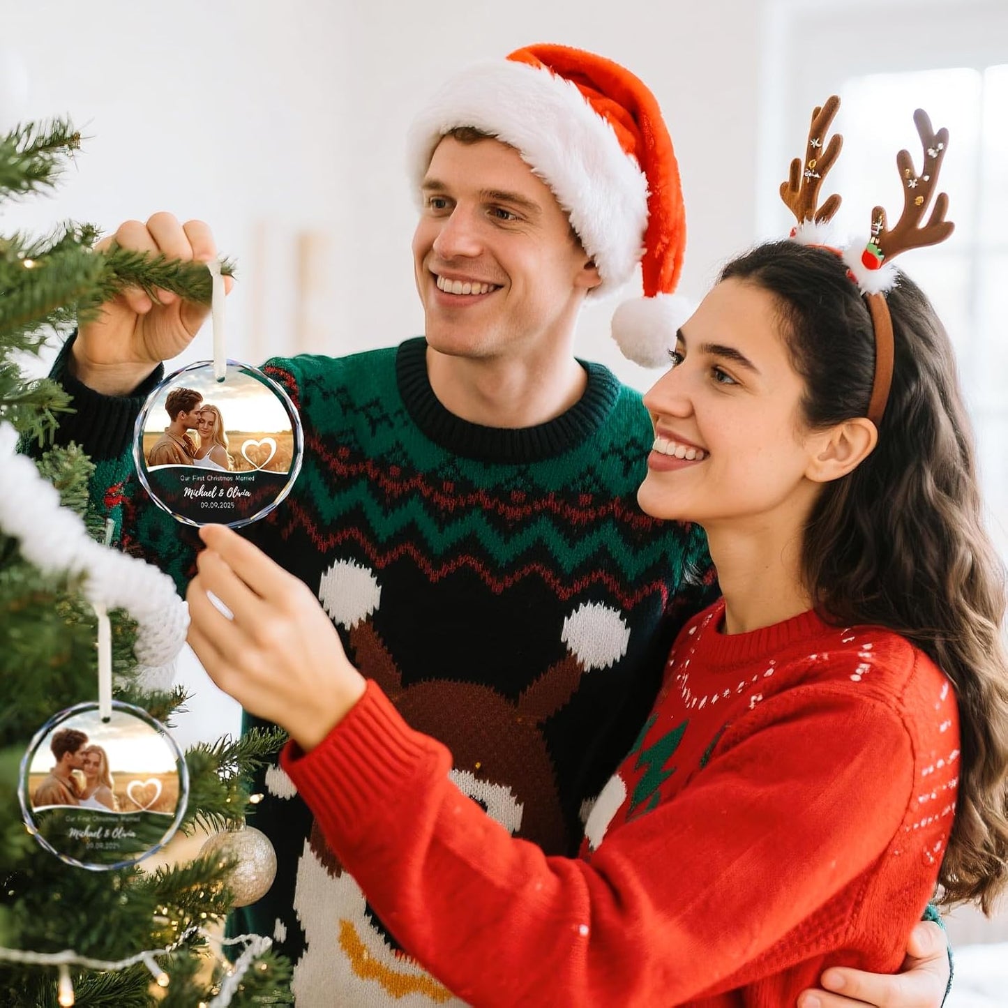 Personalized First Christmas Engaged Ornaments, Engagement Gifts for Couples 2025, Bride to be Gifts for Newly Engaged Couples, Engagement Ornament 2025, Christmas Tree Ornaments