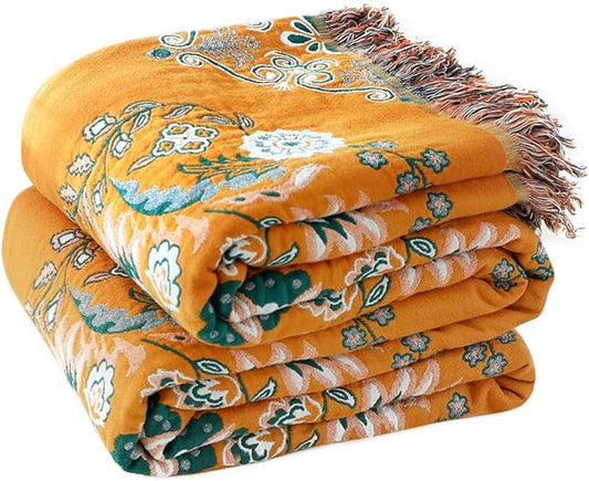 LUTBM Boho Throw Blanket for Bed 100% Cotton Soft Lightweight Quilt Reversible by LUTBMFindYourFreeSpiritatHome