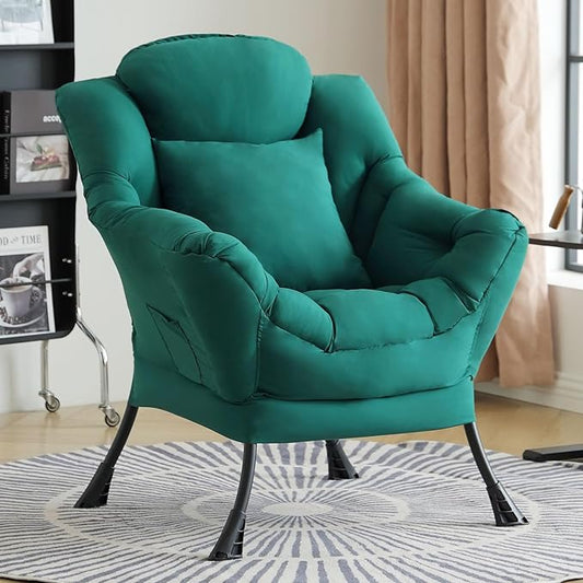 Lazy Chair for Living Room, Large Dark Green Accent Chair by HomeEastllyHome