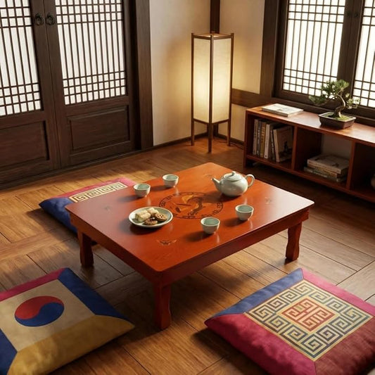 Rectangle 90X75cm Korean Coffee Table Folding Leg Asian Antique Style Living by Unknown