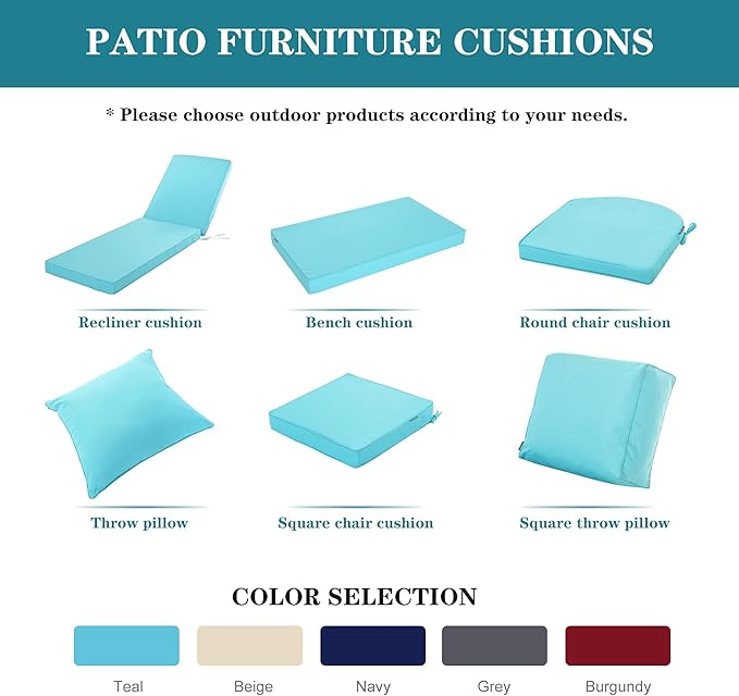 Outdoor Chaise Lounge Cushion Set of 2, Fadesafe Water-Repellent Lounge Deck - Image 8