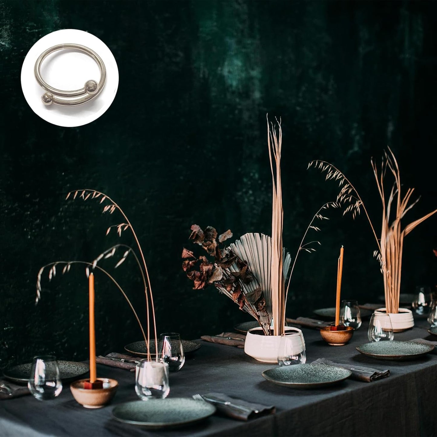 8 Pcs Silver Napkin Rings - Round Napkin Ring,Stainless Steel Napkin Rings,Metal Napkin Ring for Table Settings Wedding Christmas Party Dinner Table(Spring Type)