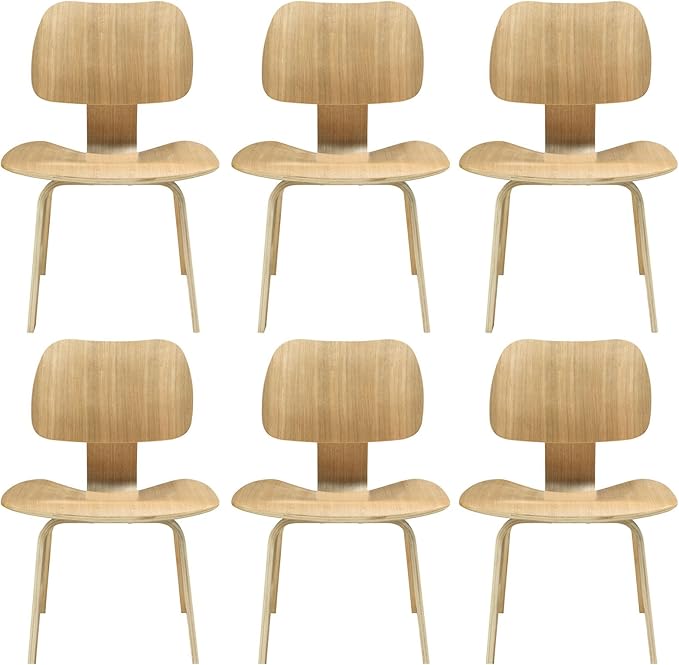 Modway Fathom Mid-Century Modern Molded Plywood Six Kitchen and Dining Room by Modway