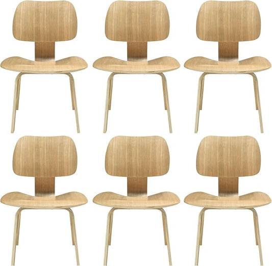 Modway Fathom Mid-Century Modern Molded Plywood Six Kitchen and Dining Room by Modway