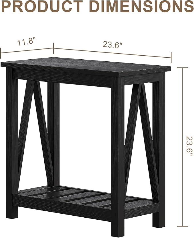 ChooChoo Farmhouse End Table Set of 2, Rustic Vintage Narrow End Side Table - Image 3