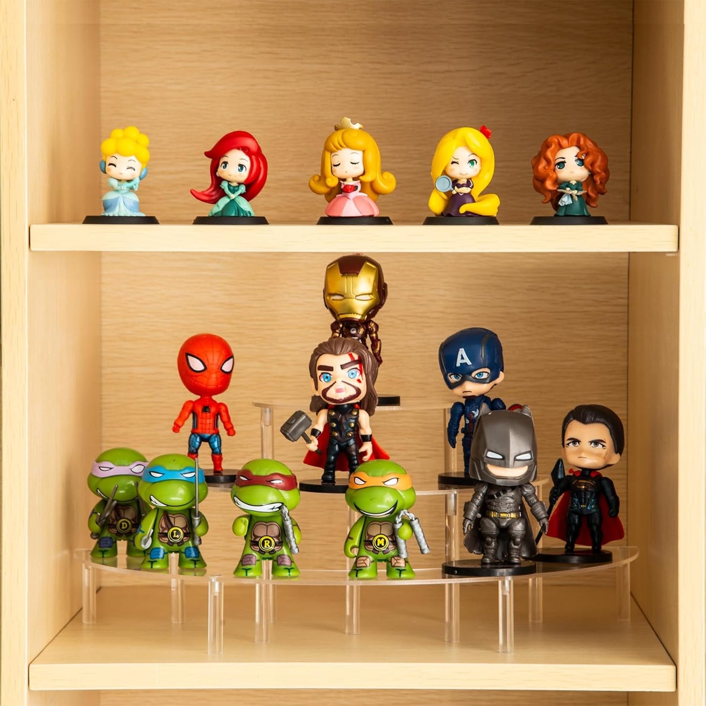 Acrylic Display Riser - 3 Tier Clear Cupcake Stand, Perfume Organizer, Half Moon Dessert Stand, Shelf for Food, Amiibo Funko POP Figure Display