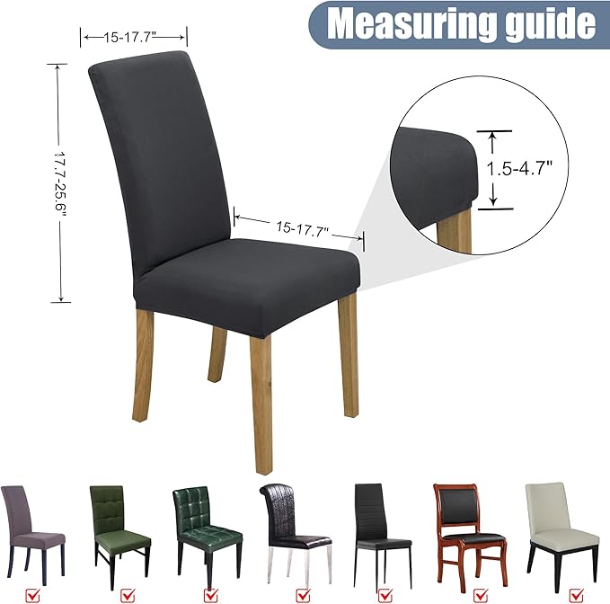 BIETYONE Stretch Dining Chair Covers Set of 8, Soft Removable Washable Kitchen - Image 5