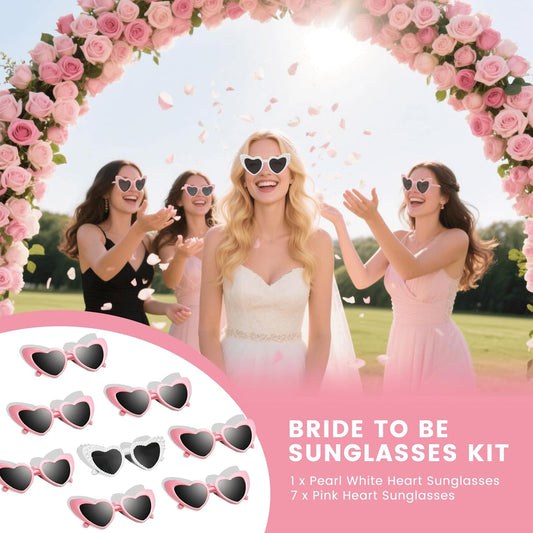 Bachelorette Party Heart Sunglasses 8 Pack Pearl Bride Sunglasses Bridesmaids Sunglasses Party Favor Proposal Gifts