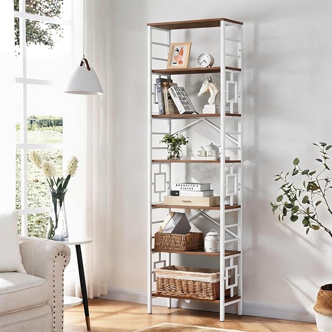 HOMISSUE Bookcase, 7-Tier Tall Bookshelf Metal Bookcase and Bookshelves - Image 3