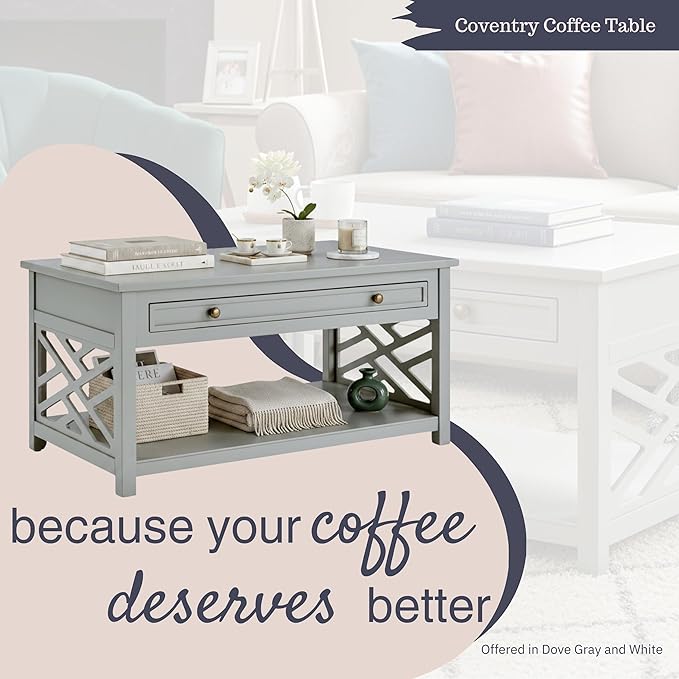 Alaterre Furniture Coventry Classic 36-Inch Wood Coffee Table - Image 3