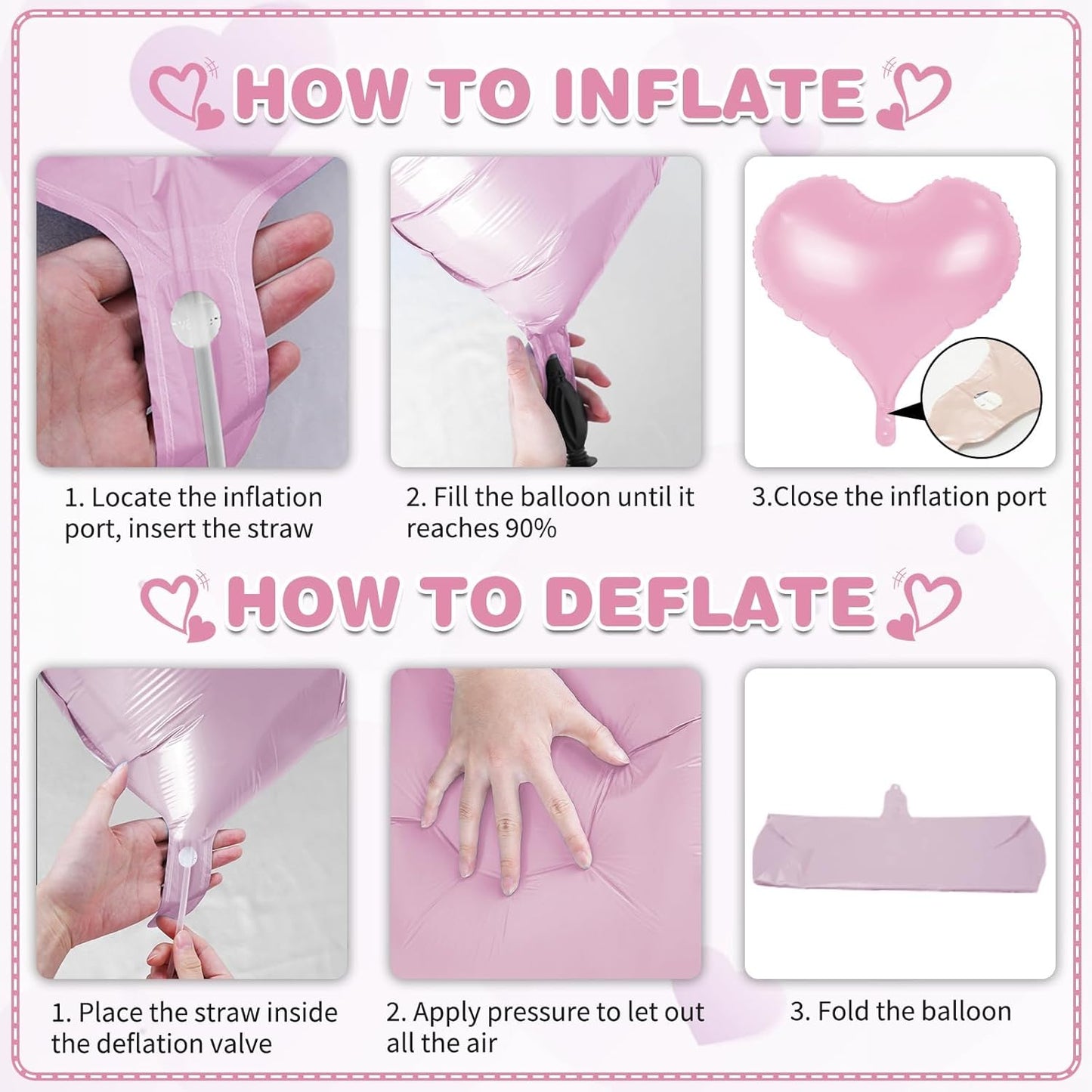 24 Inch Pink Heart Balloons, Heart Shaped Foil Balloons, Light Pink Helium Balloon for Girls Women Baby Bridal Shower Anniversary Wedding Valentines Day Gender Reveal Birthday Party Decorations