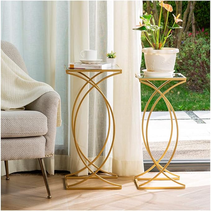 Glitzhome Nesting Side Tables, Coffee Tables Decorative Accent Tables by Glitzhome