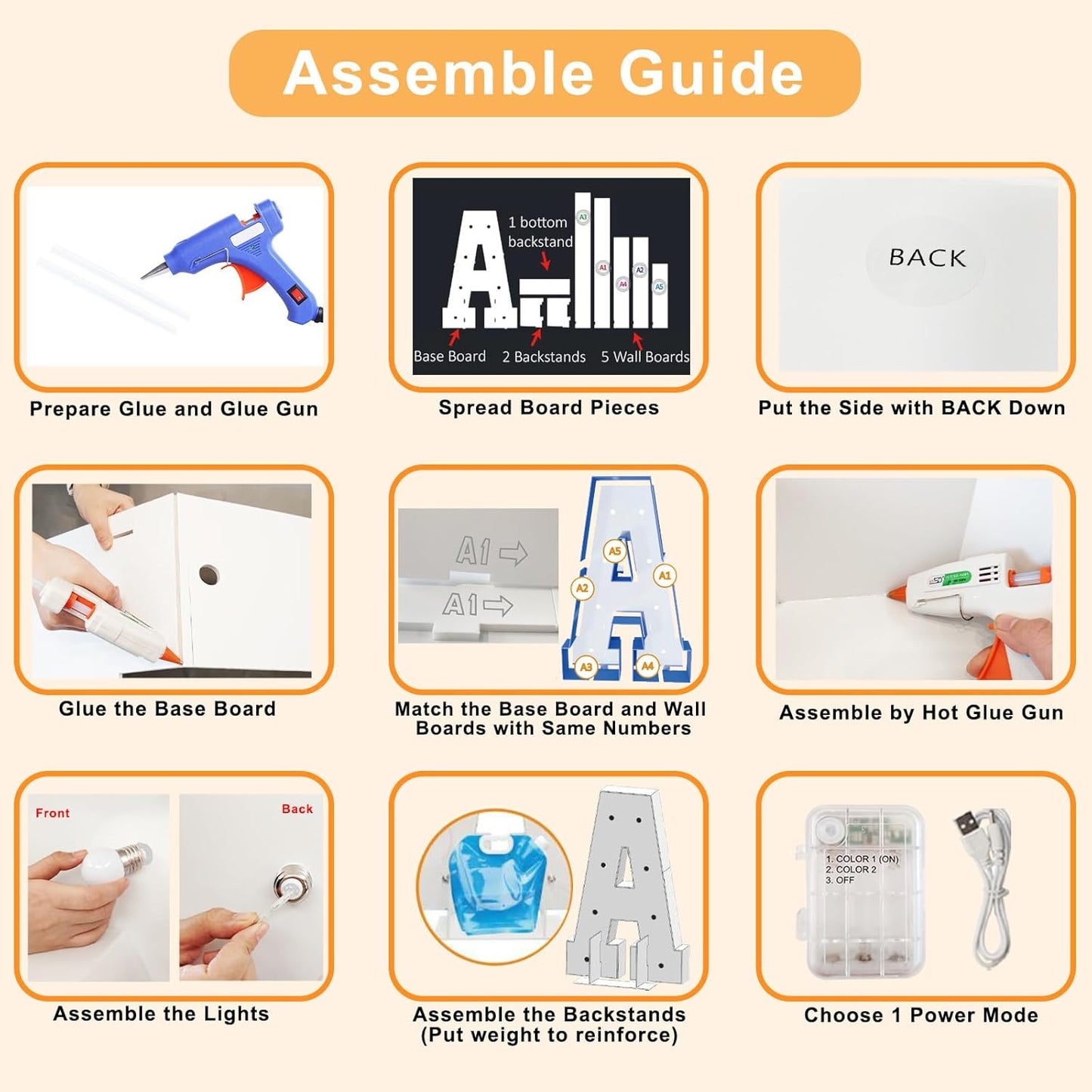 Pooqla 3FT Marquee Light Up Letters, Large Mosaic LED Marquee Letter 3 Feet Birthday Decor, Giant Light Up Letters for Balloons Anniversary Party Decoration, Cool White and Warm White T