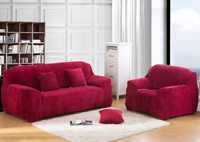 vctops 1-Piece Velvet Plush Stretch Chair Sofa Slipcover Soft Fuzzy Fluffy - Image 2