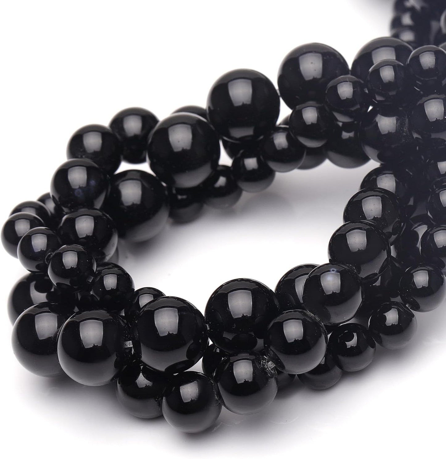 6mm Natural Stone Beads for Jewelry Making,Black Onyx Polished Smooth Round Gemstone Beads for Bracelet Necklace 15 Inch