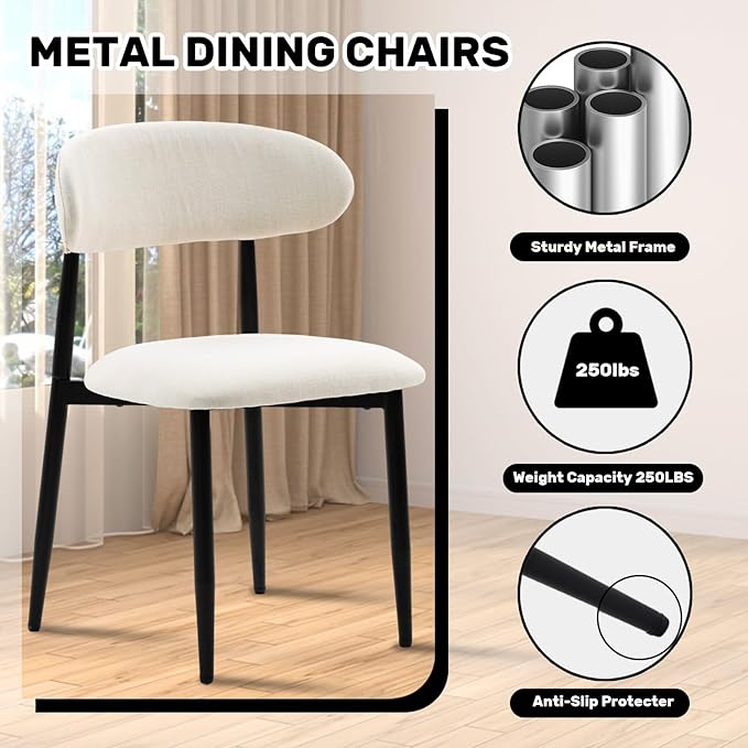 UVV Dining Chairs Set of 2, Metal Kitchen Chairs - Image 5