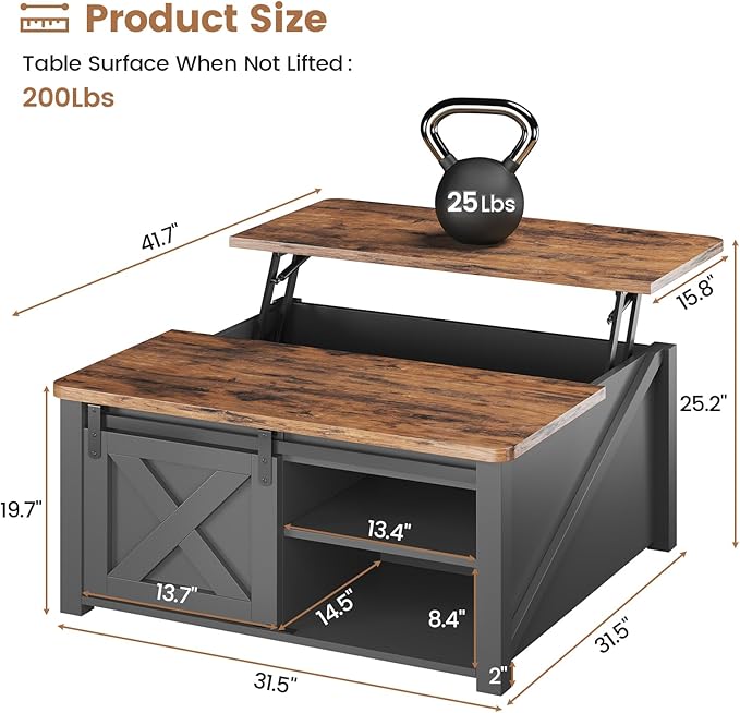 SEDETA 31.5" Lift Top Coffee Table - Image 2