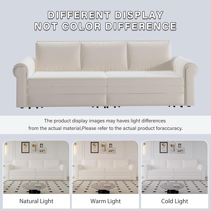 3 in 1 Convertible Sleeper Sofa Bed, 93.7" King Size Sofa Sleeper - Image 8
