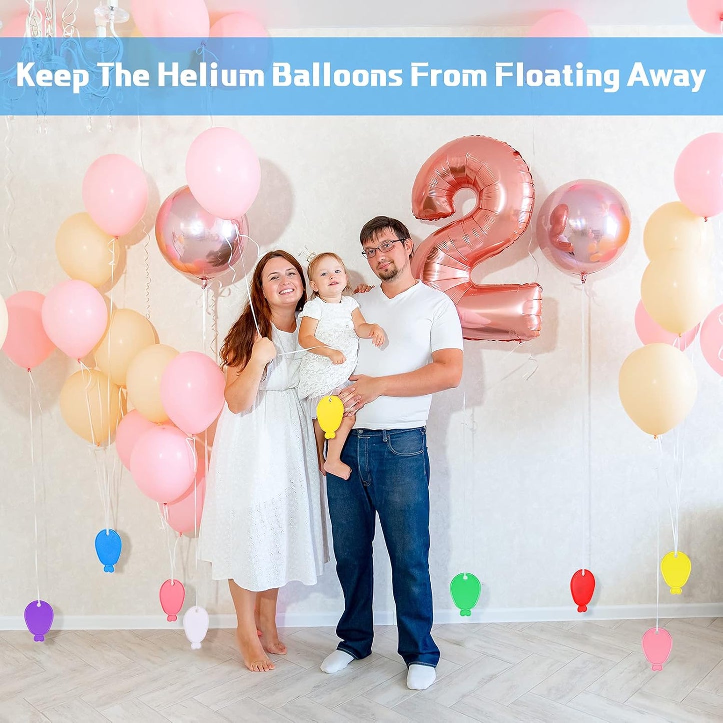 Aoriher 36 Pcs Colorful Plastic Balloon Weights Balloon Shaped Weights for Birthdays Weddings Party Holiday Celebration Decoration Supplies, White Purple Red Green Yellow Blue Pink