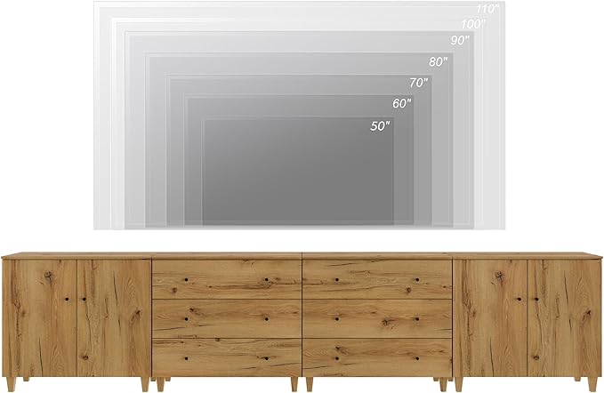 WAMPAT TV Stand Cabinets for 120+ Inches TVs, 4-in-1 Wood Media Console Table - Image 4