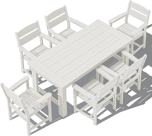 SERWALL Outdoor Dining Table Set, 67‘’ HDPE Patio Dining Set by SERWALL