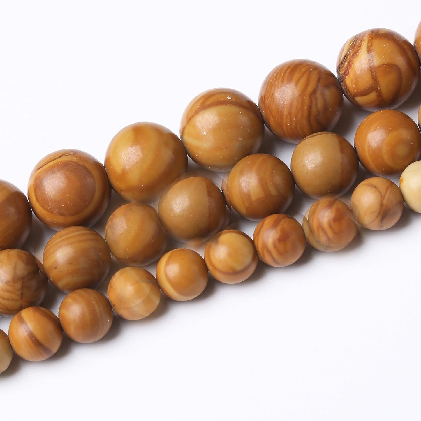 Yellow Woodgrain 10mm Stone Beads for Jewelry Making DIY Craft Gemstone Beads Kit (10mm, 35pcs) Smooth Healing Crystal Beads for Bracelets, Necklaces, Home Decor