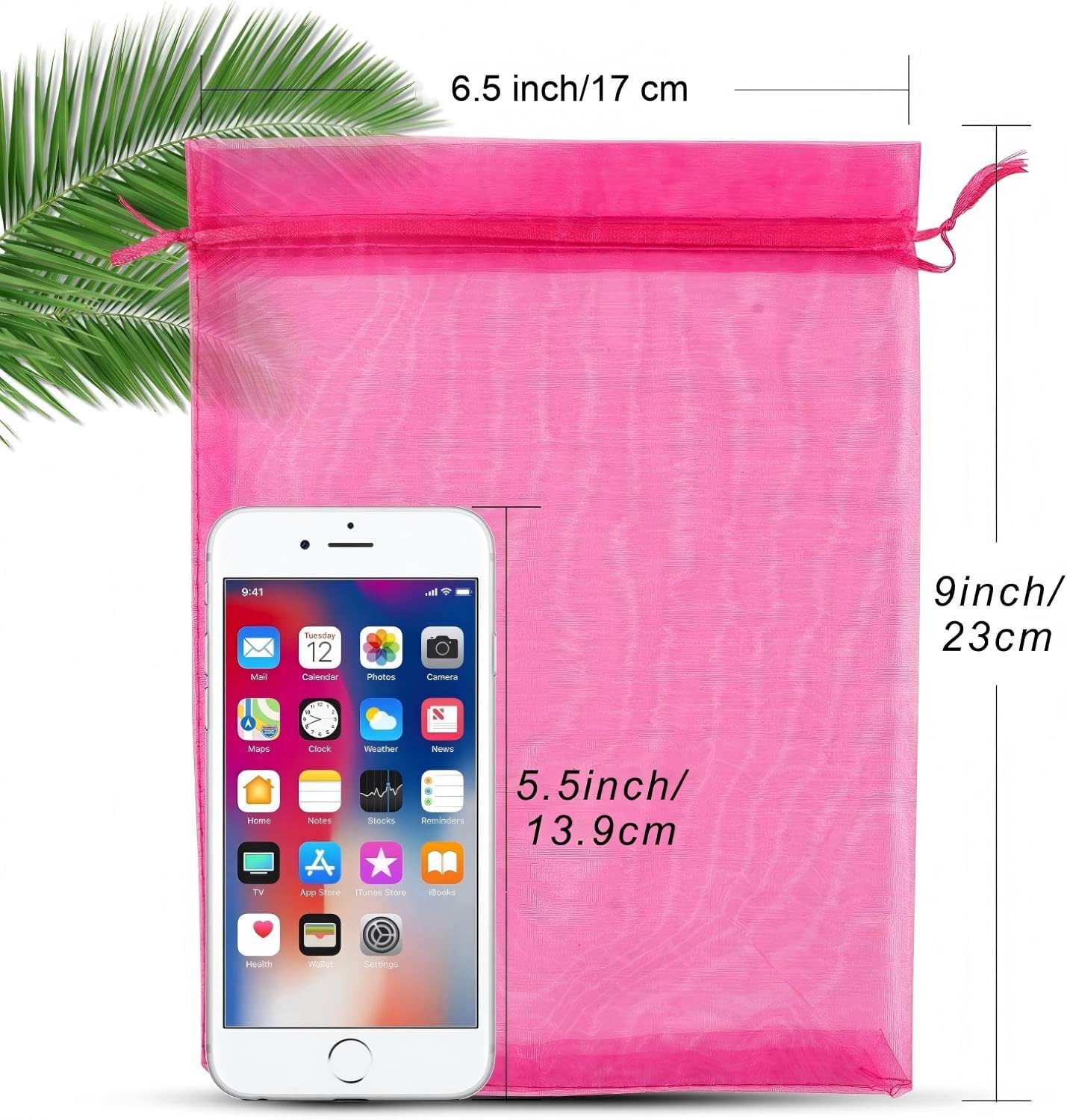 ANZNKU 50 Pack Hot Pink Organza Bags 6x9 inches, Jewelry Pouches Drawstring, Mesh Bags for Gifts Large Organza Bag for Wedding Party Christmas Favor