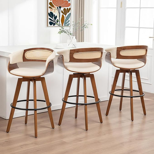 Set of 3 Rattan Swivel Counter Stools by KUNZENTLIVING