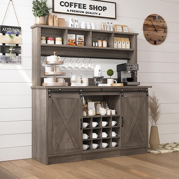 4ever2buy Farmhouse Coffee Bar Cabinet - Image 8