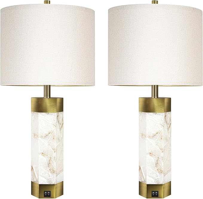 Natural Alabaster Table Lamps Set of 2, Table Lamp - Image 7