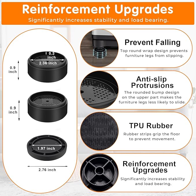 Furniture Risers Bed Risers Heavy Duty 4 inch, Round Adjustable Bed Lifts Riser - Image 3
