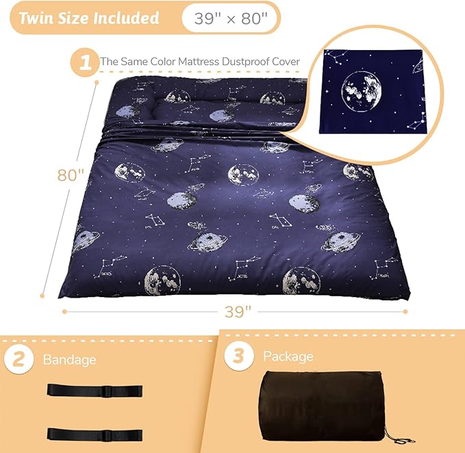 MAXYOYO Navy Space Adventure Japanese Floor Futon Mattress, Thicken Tatami Mat - Image 2