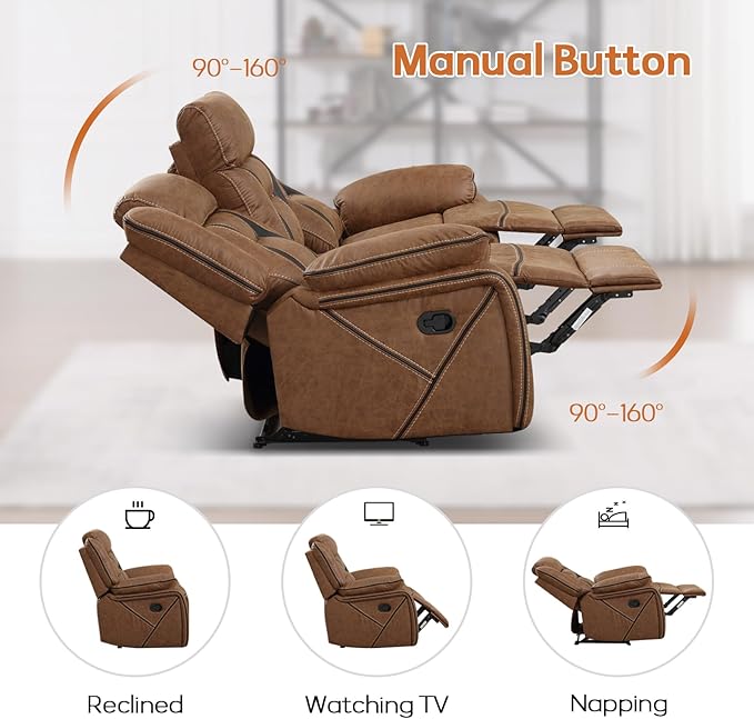 EBELLO Faux Leather Recliner Sofa Furniture Set - Image 4