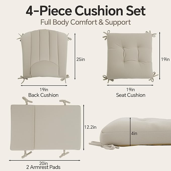 BALAPET Wingback Rocking Chair Cushion Set of 4, Ergonomic High Back Cushion - Image 2