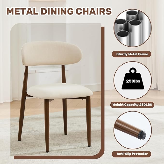 UVV Dining Chairs Set of 2, Metal Kitchen Chairs - Image 7