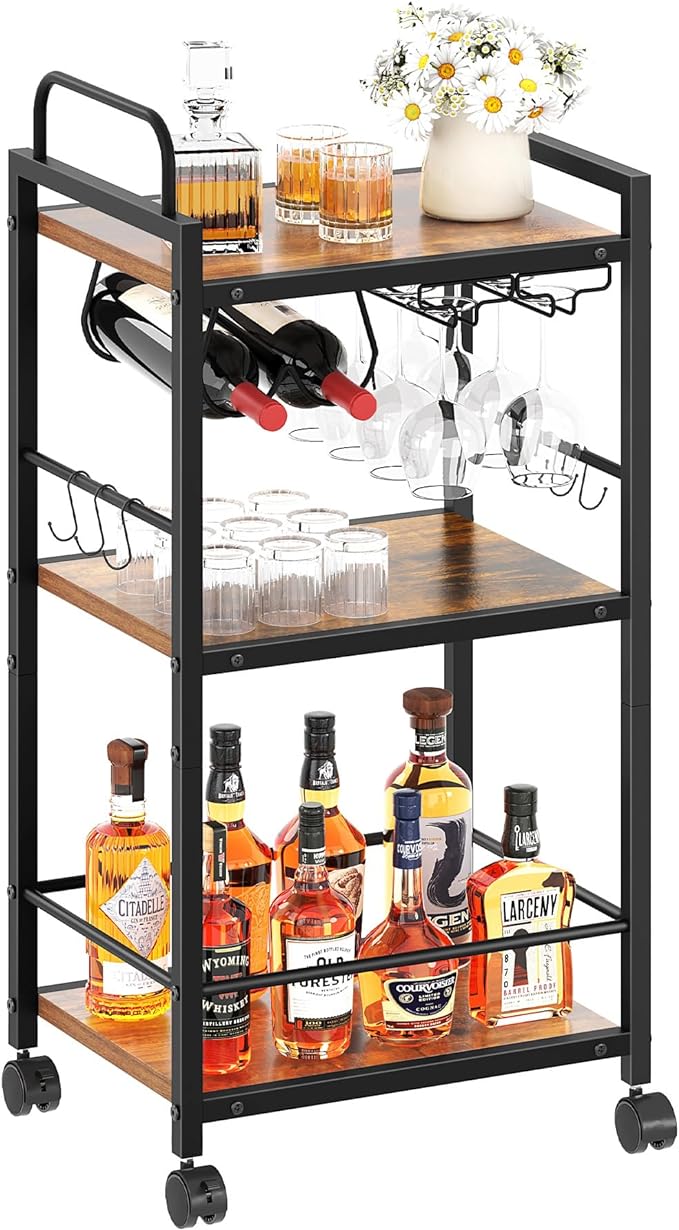 Bar Cart for The Home, 3 Tier Kitchen Carts by VANTIMO